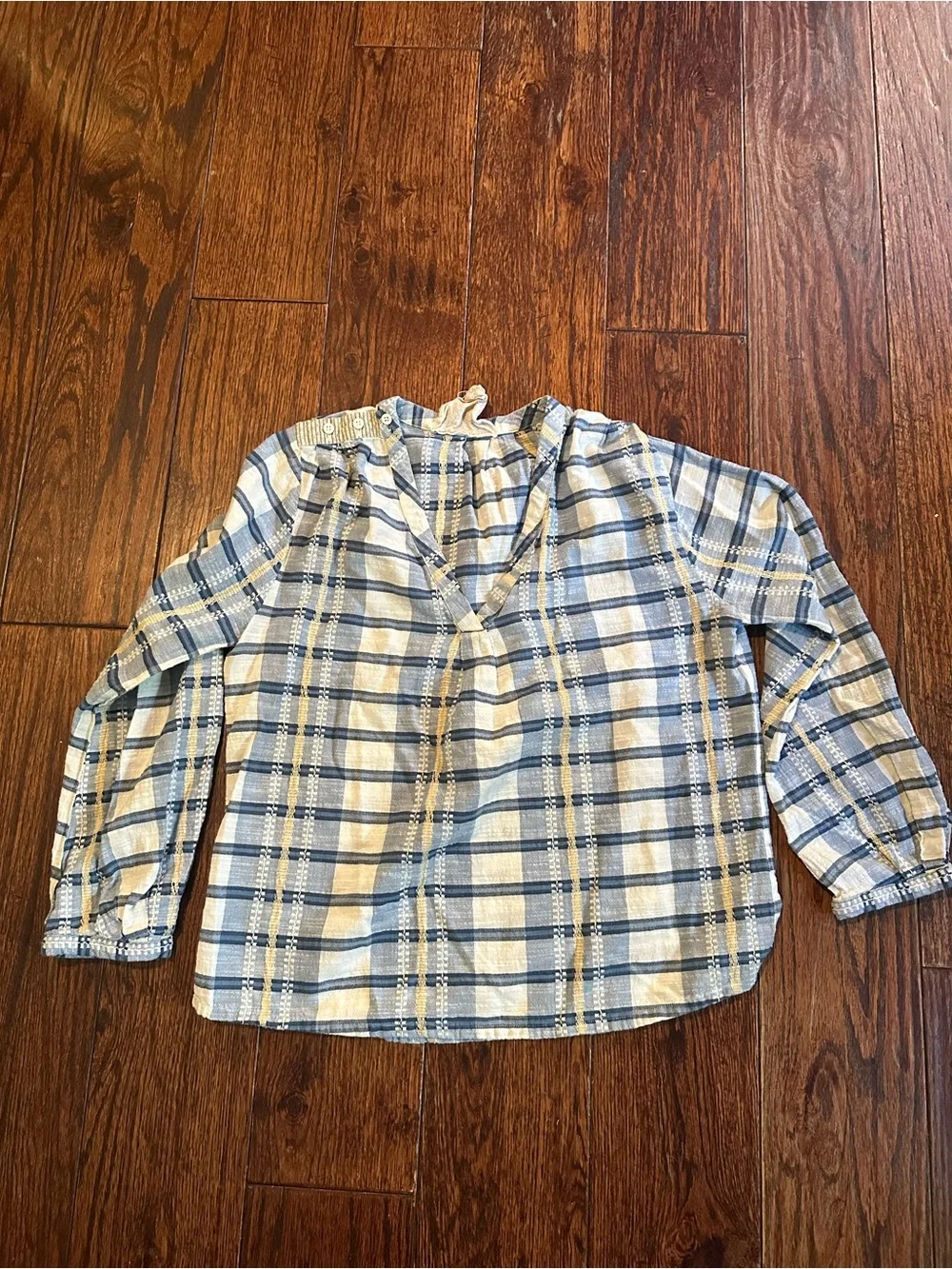 Ace & Jig top in Honor textile: Blue & White Plaid Long-Sleeve Top - Picture 1 of 3